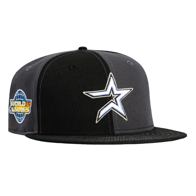 New Era 59Fifty Houston Astros 2005 World Series Patch Pinwheel Hat - Graphite, Black sold by Hat Club
