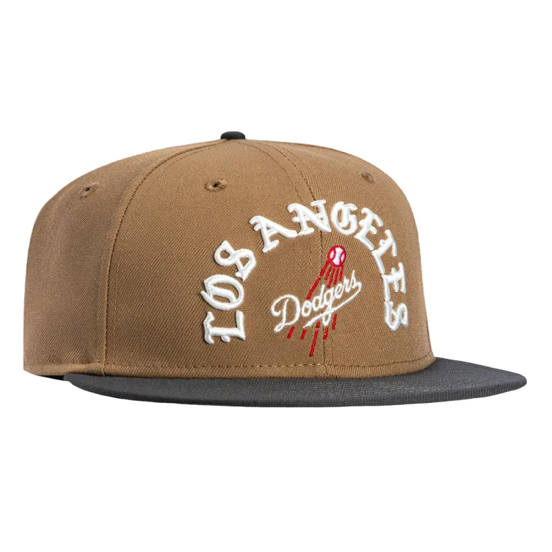 New Era 59Fifty Los Angeles Dodgers Old English Arch Hat - Khaki, Graphite sold by Hat Club