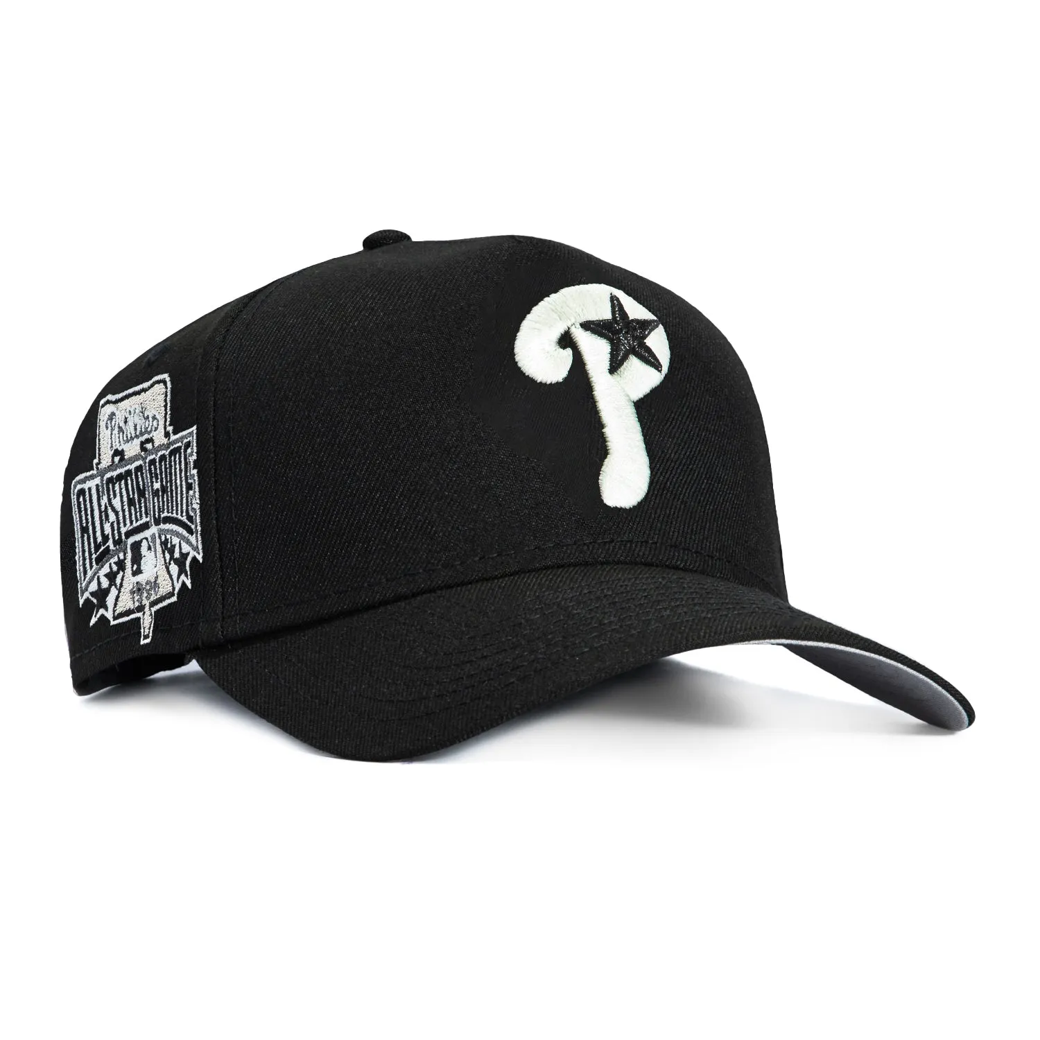 New Era 9Forty GITD A-Frame Philadelphia Phillies 1996 All Star Game Patch Snapback Alternate Hat - Black, White sold by Hat Club