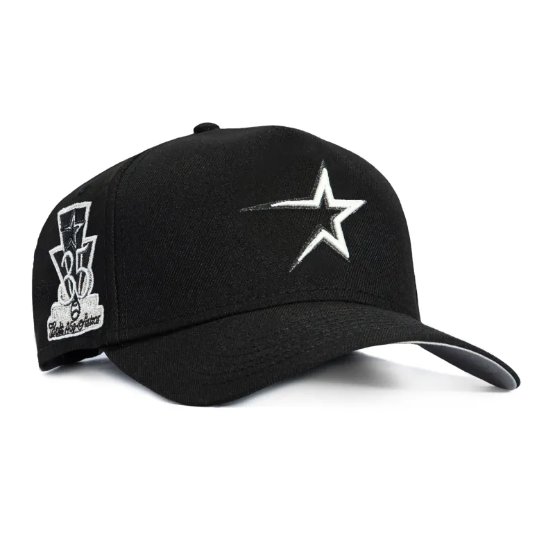 New Era 9Forty GITD A-Frame Houston Astros 35th Anniversary Patch Snapback Hat - Black, White sold by Hat Club