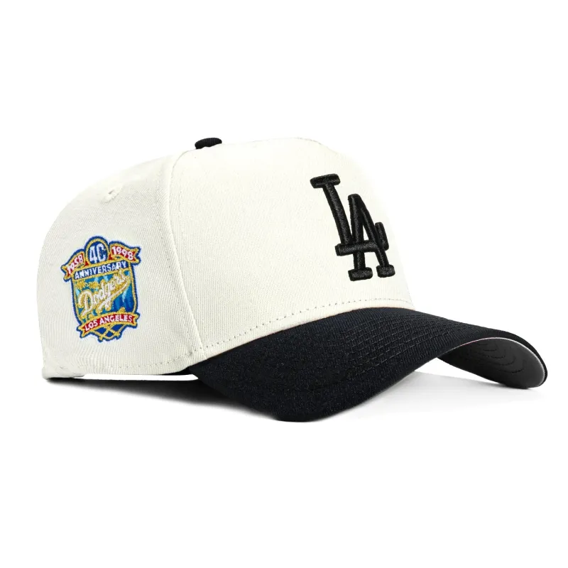 New Era 9Forty A-Frame Los Angeles Dodgers 40th Anniversary Patch Snapback Hat - White, Black sold by Hat Club
