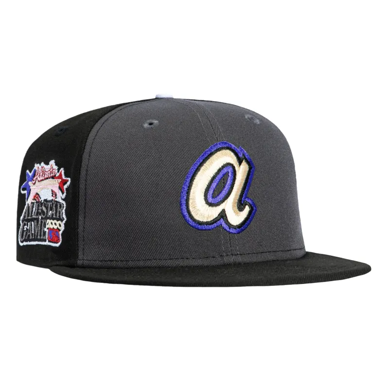 New Era 59Fifty Atlanta Braves 2000 All Star Game Patch 1972 Rail Pink UV Hat - Graphite, Black sold by Hat Club