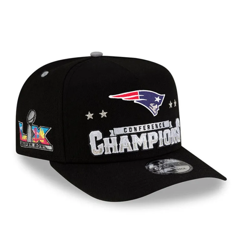 New Era 9Fifty A-Frame New England Patriots 2026 Super Bowl Patch AFC Champions Snapback Hat - Black made by New Era