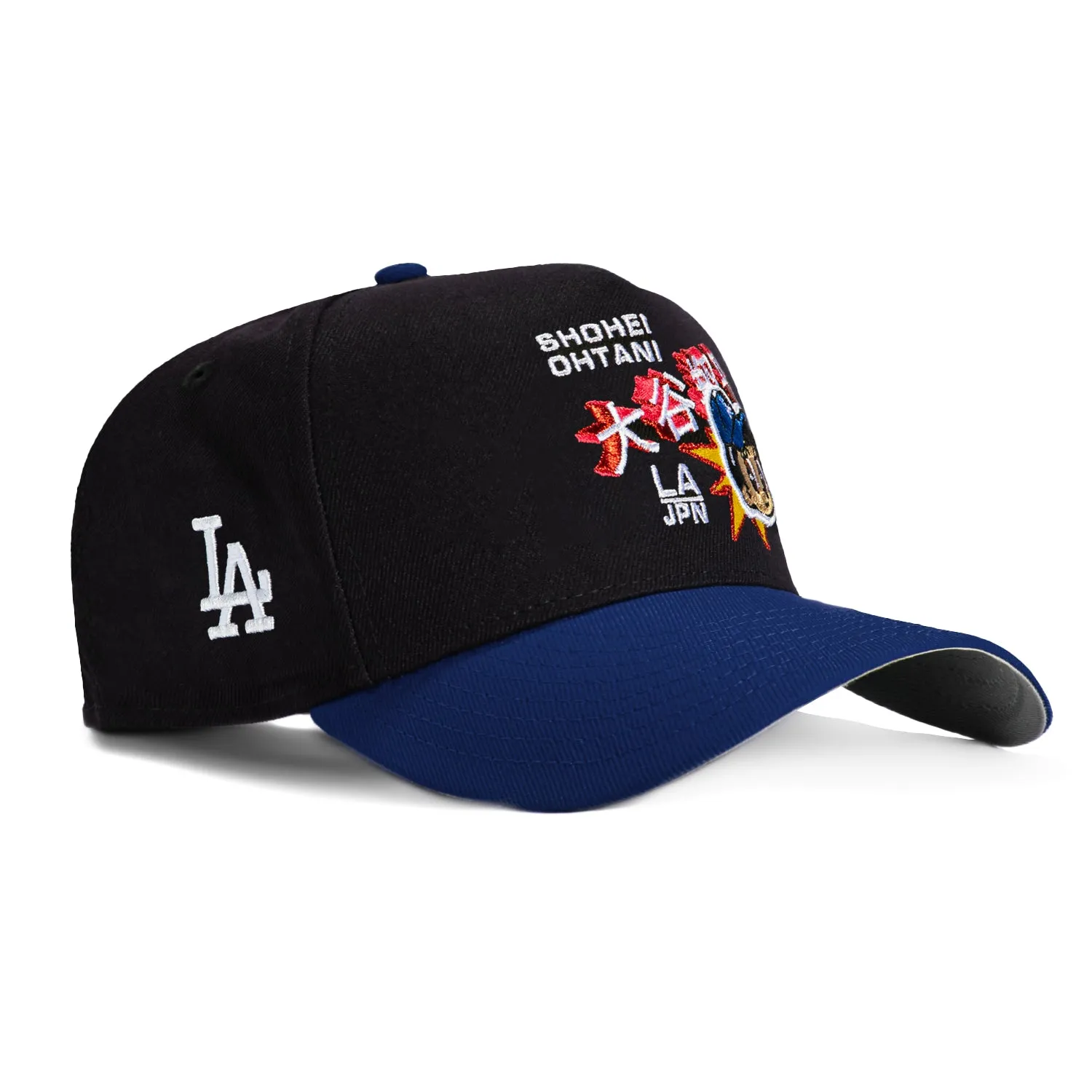 New Era 9Forty A-Frame Los Angeles Dodgers Logo Patch Ohtani Anime Snapback Hat - Black, Royal sold by Hat Club