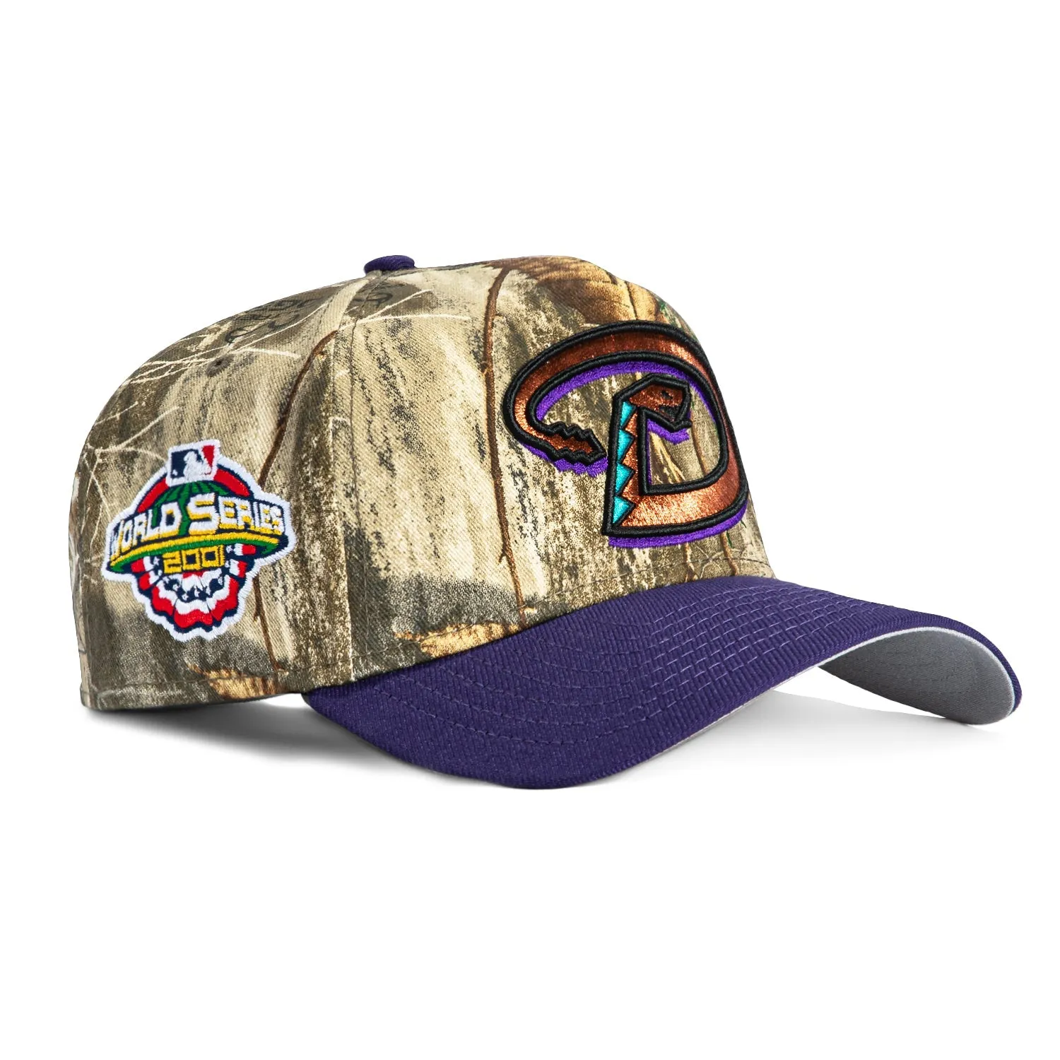 New Era 9Forty A-Frame Arizona Diamondbacks 2001 World Series Patch Snapback D Hat - Realtree, Purple sold by Hat Club