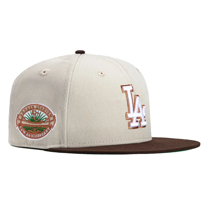 New Era 59Fifty Los Angeles Dodgers 50th Anniversary Stadium Patch Hat - Stone, Brown, Metallic Copper sold by Hat Club