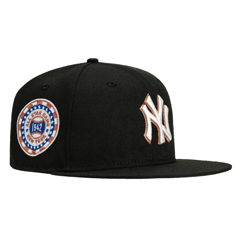 New Era 59Fifty New York Yankees 1942 All Star Game Patch Hat - Black, Ivory, Metallic Copper sold by Hat Club