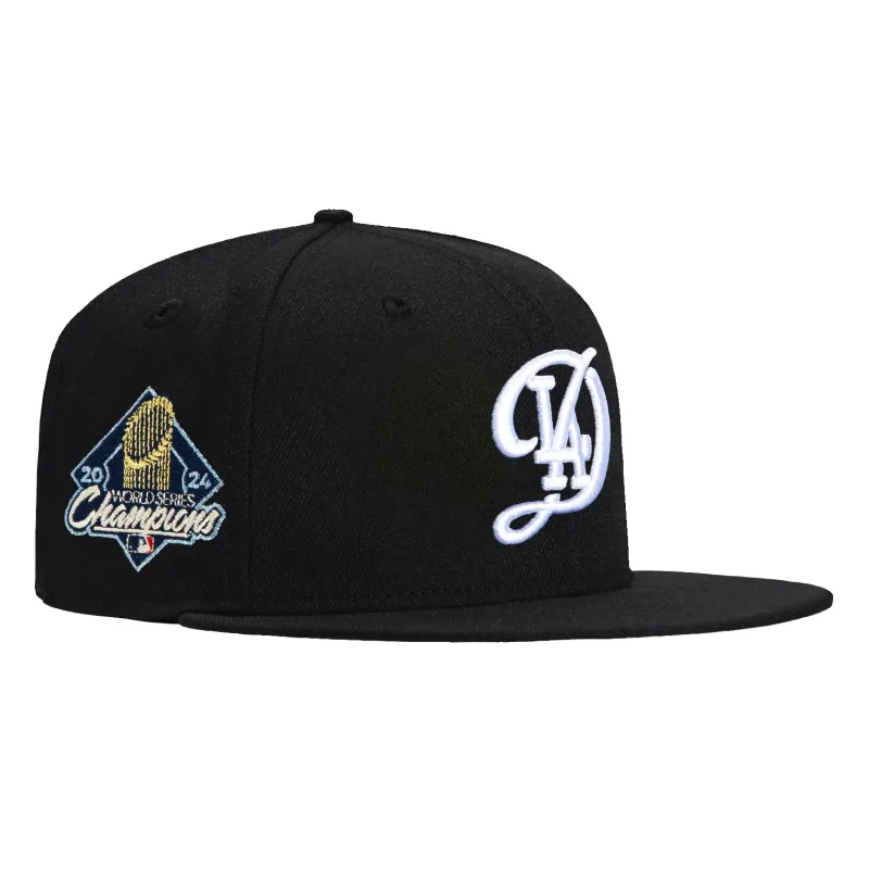 New Era 59Fifty Los Angeles Dodgers 2024 World Series Champions Patch City Hat - Black, White sold by Hat Club