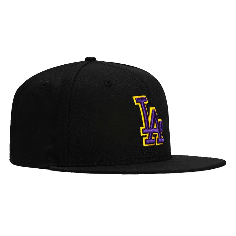 New Era 59Fifty Los Angeles Dodgers Hat - Black, Purple, Gold sold by Hat Club