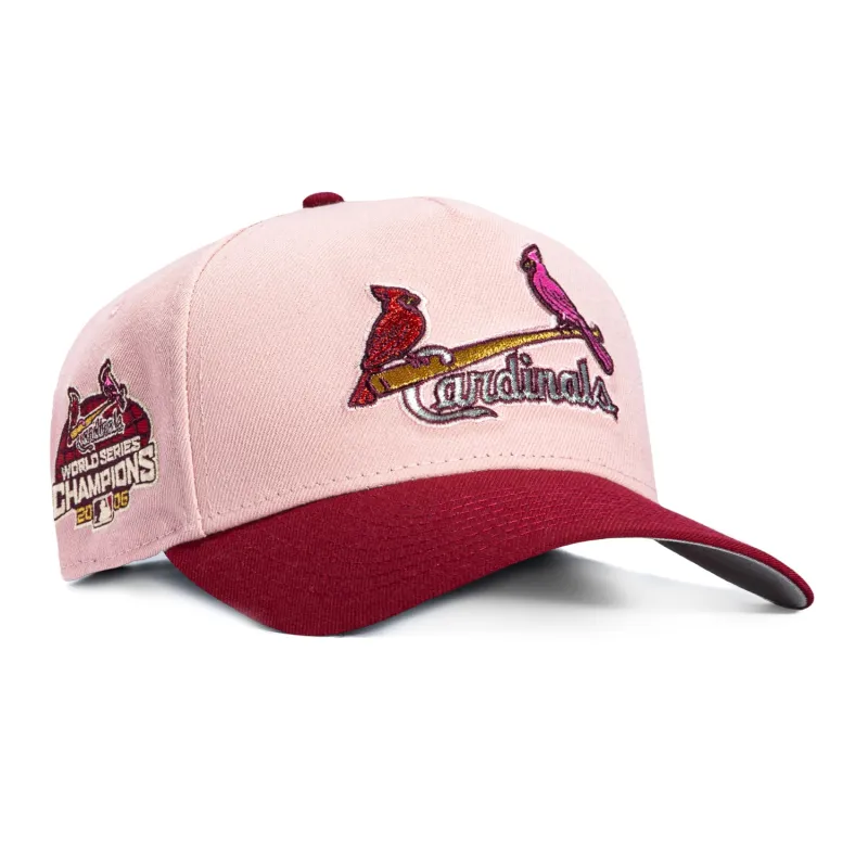 New Era 9Forty A-Frame Valentine's Day St Louis Cardinals 2006 World Series Champions Patch Snapback Logo Hat - Pink, Cardinal made by New Era