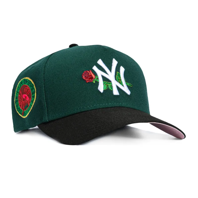 New Era 9Forty A-Frame Valentine's Day New York Yankees 1949 World Series Patch Snapback Rose Hat - Green, Black sold by Hat Club