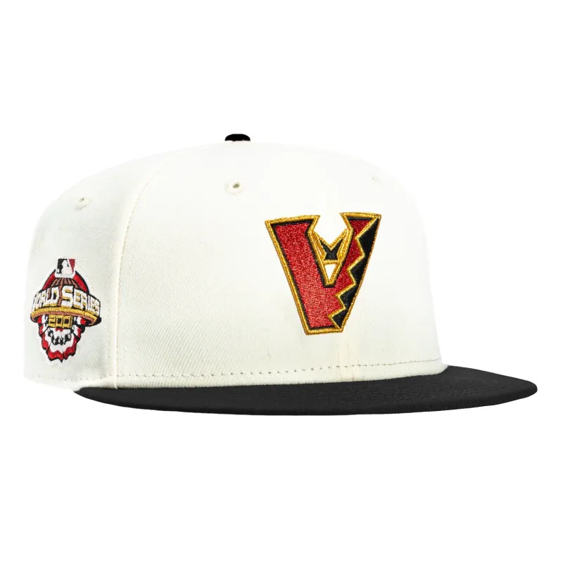 New Era 59Fifty Valentine's Day Arizona Diamondbacks 2001 World Series Patch Upside Down Hat - White, Black, Red, Metallic Gold sold by Hat Club