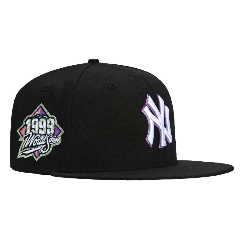 New Era 59Fifty Marine Metallics New York Yankees 1999 World Series Patch Hat - Black, Magenta sold by Hat Club
