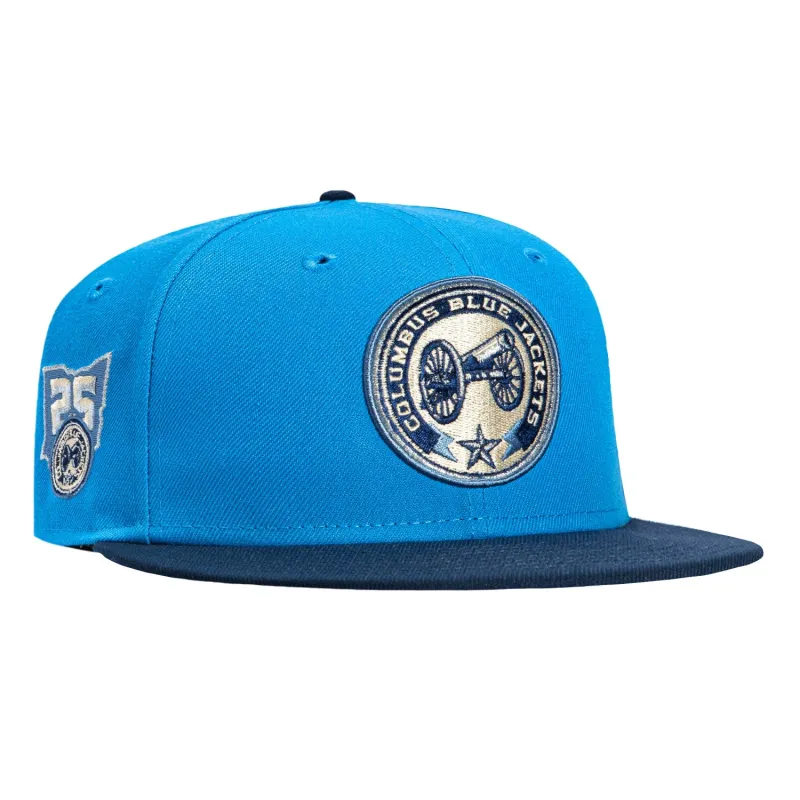 New Era 59Fifty Columbus Blue Jackets 25th Anniversary Patch Alternate Hat - Light Blue, Navy sold by Hat Club