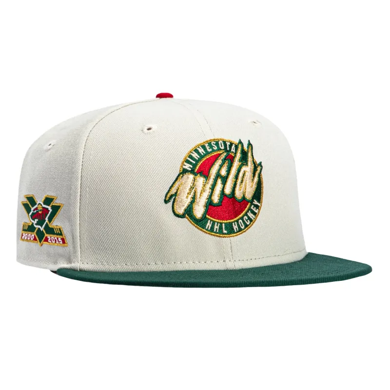 New Era 59Fifty Minnesota Wild 15th Anniversary Patch Logo Hat - Stone, Green sold by Hat Club