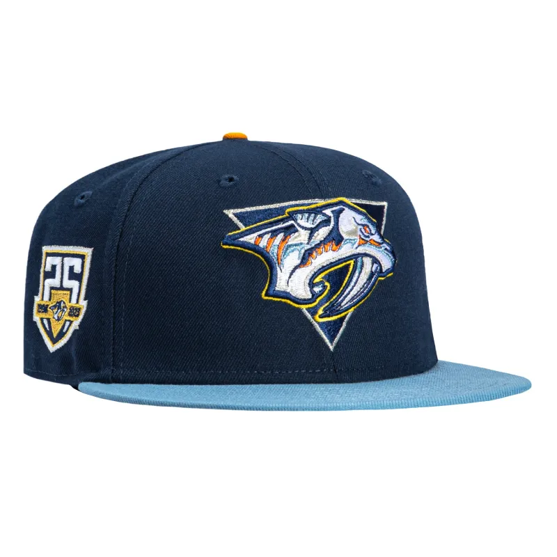New Era 59Fifty Nashville Predators 25th Anniversary Patch 1998 Logo Hat - Navy, Indigo sold by Hat Club