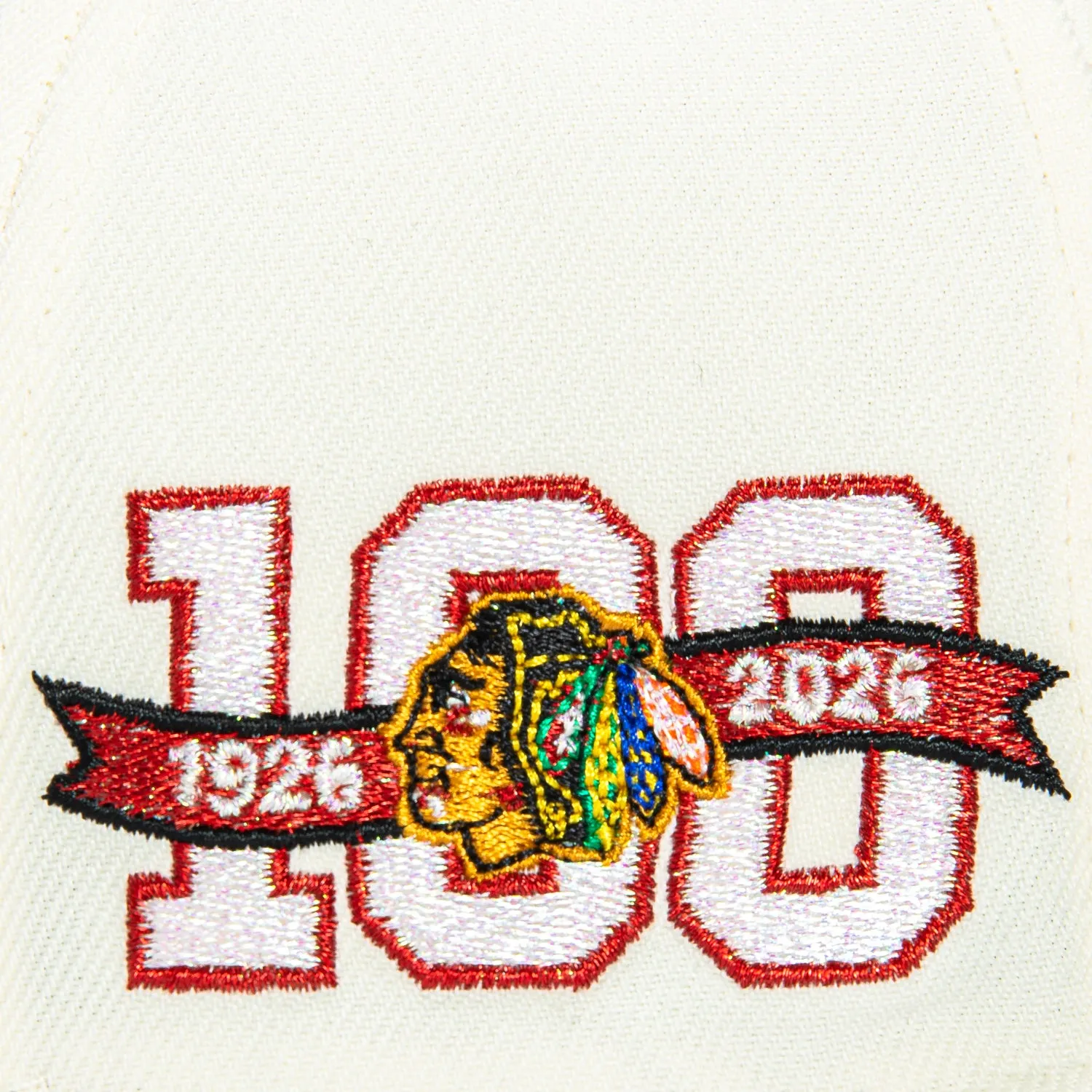 New Era 59Fifty Chicago Blackhawks 100th Anniversary Patch Hat - White, Black sold by Hat Club product image thumbnail 5