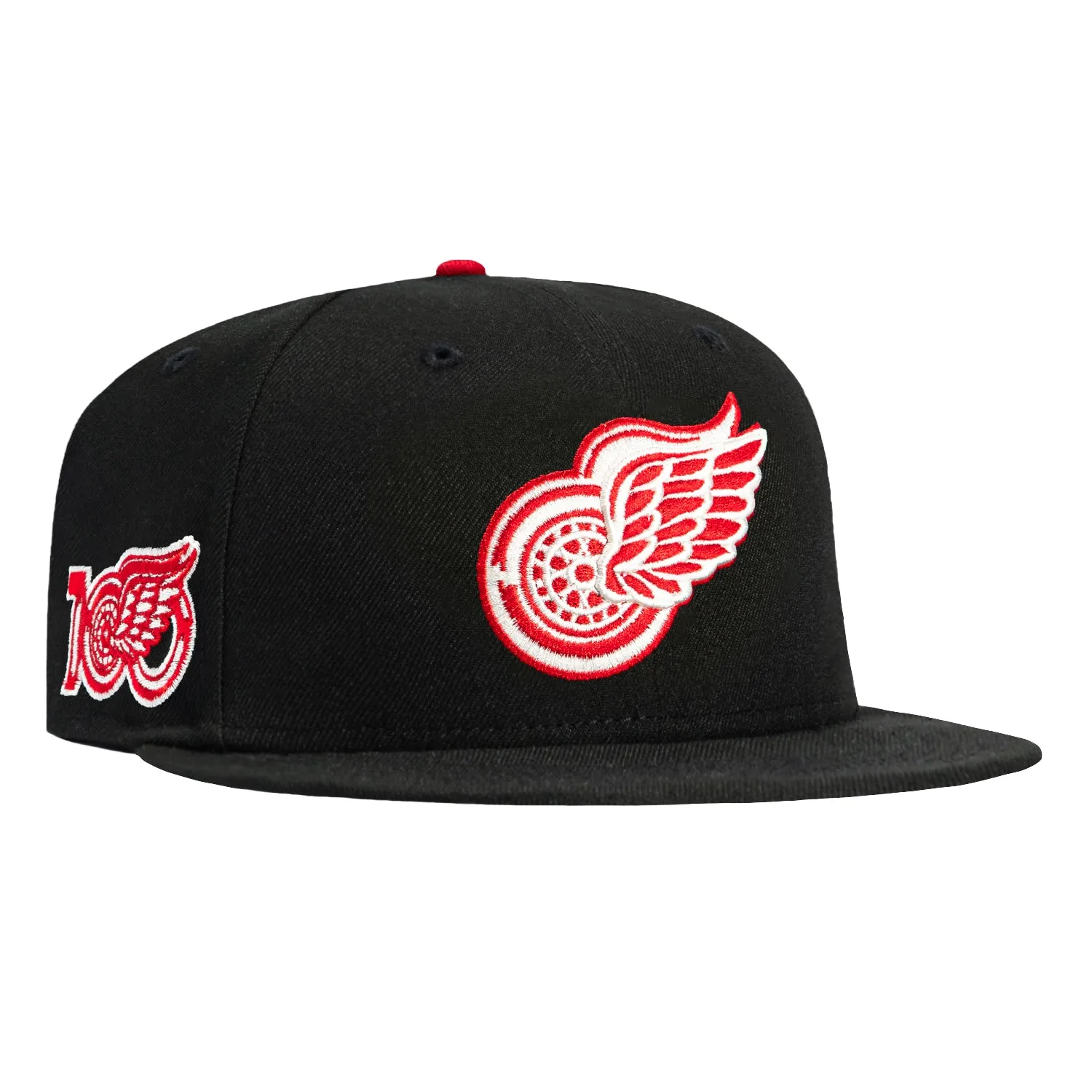New Era 59Fifty Detroit Red Wings 100th Anniversary Patch Hat - Black sold by Hat Club