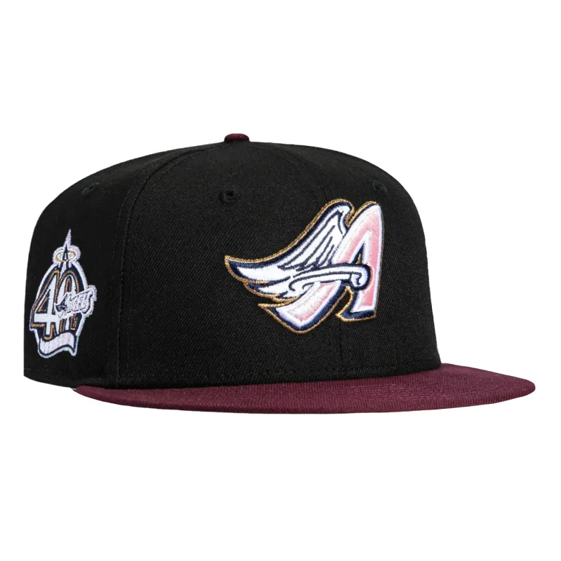 New Era 59Fifty Sweethearts Los Angeles Angels 40th Anniversary Patch 1997 Hat - Black, Maroon made by New Era
