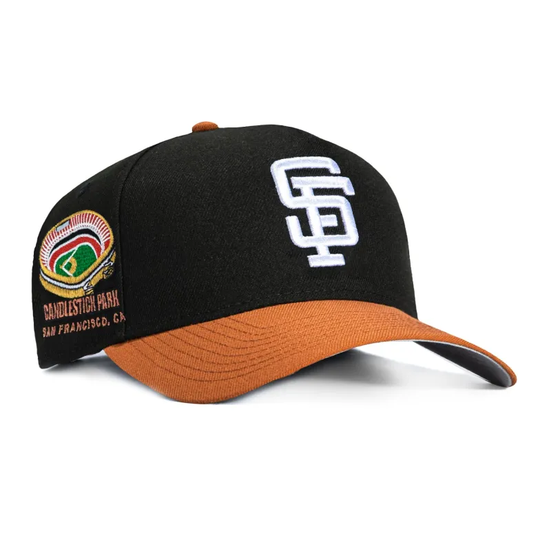 New Era 9Forty A-Frame San Francisco Giants Candlestick Park Patch Snapback Hat - Black, Khaki made by New Era