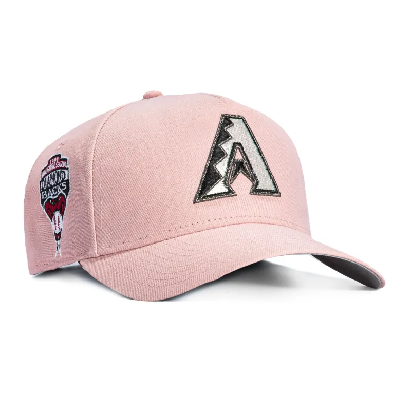 New Era 9Forty A-Frame Arizona Diamondbacks Inaugural Patch A Snapback Hat - Pink, White sold by Hat Club