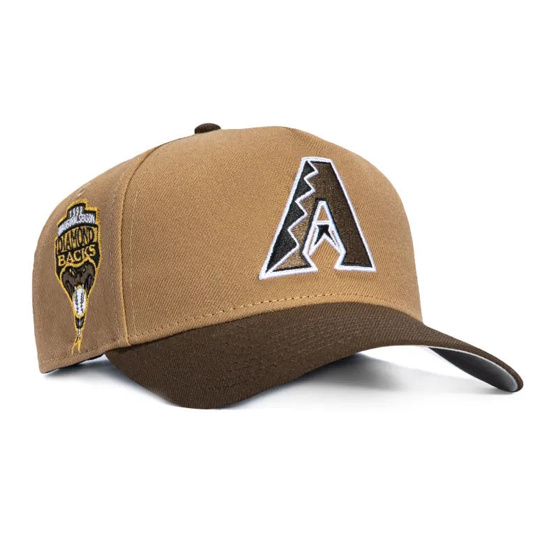 New Era 9Forty A-Frame Arizona Diamondbacks Inaugural Patch A Snapback Hat - Khaki, Brown sold by Hat Club