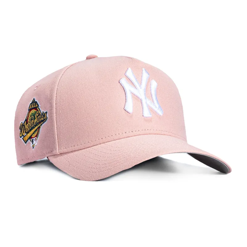 New Era 9Forty A-Frame New York Yankees 1996 World Series Patch Snapback Hat - Pink, White made by New Era
