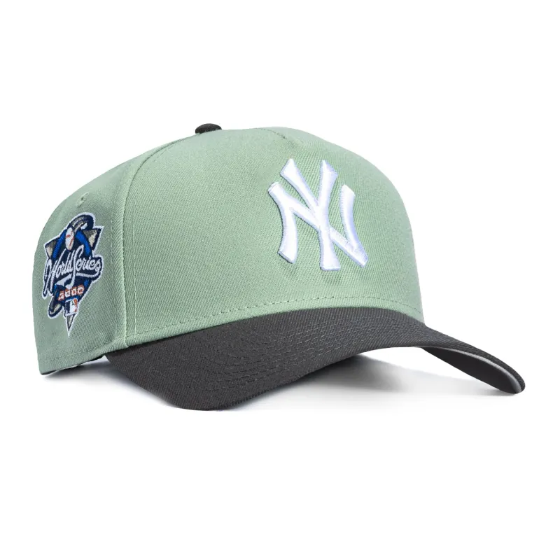 New Era 9Forty A-Frame New York Yankees 2000 World Series Patch Snapback Hat - Everest Green, Graphite sold by Hat Club