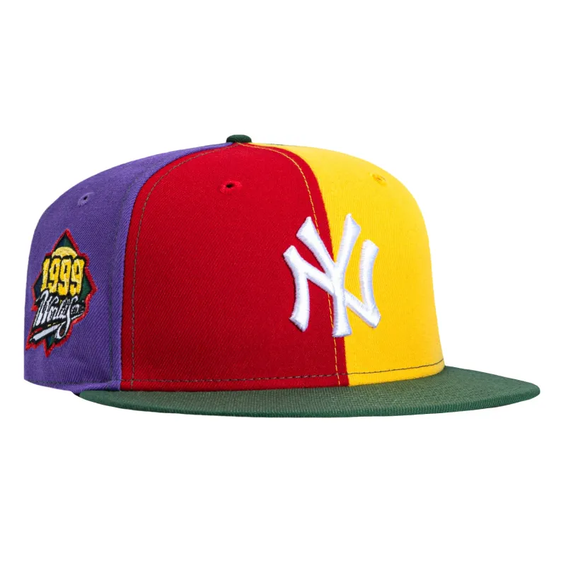 New Era 59Fifty New York Yankees 1999 World Series Patch Pinwheel Hat - Gold, Red, Green, Navy, Purple sold by Hat Club