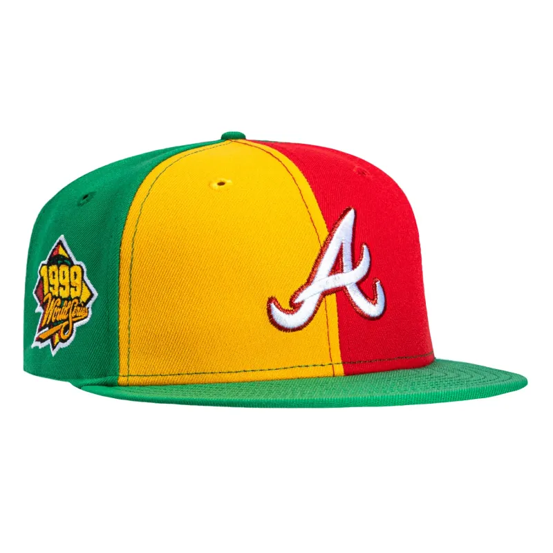 New Era 59Fifty Atlanta Braves 1999 World Series Patch Pinwheel Hat - Gold, Red, Kelly sold by Hat Club