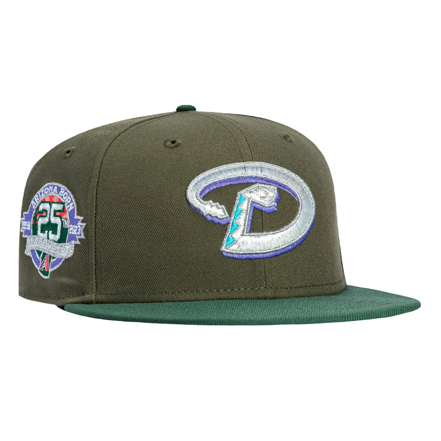 New Era 59Fifty Arizona Diamondbacks 25th Anniversary Patch D Hat - Olive, Green, Purple sold by Hat Club