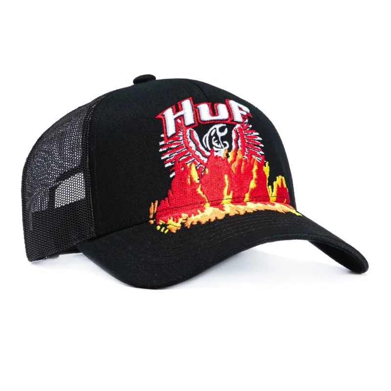 Huf Phoenix Trucker Snapback Hat - Black sold by Hat Club