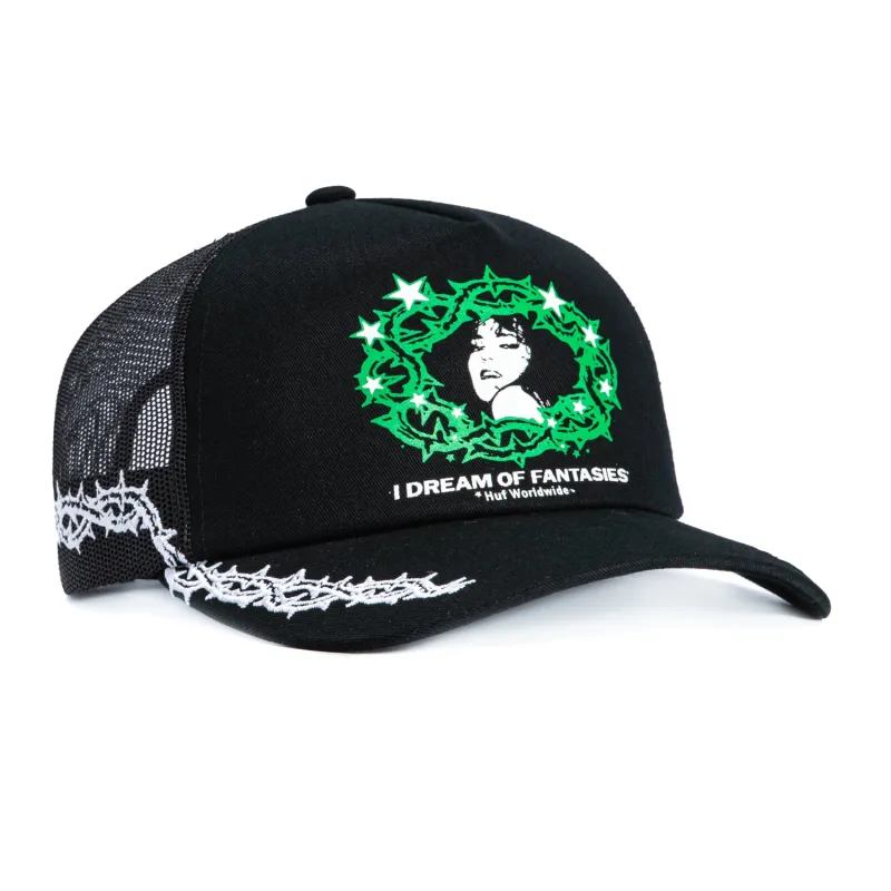 Huf Fantasies Trucker Snapback Hat - Black sold by Hat Club