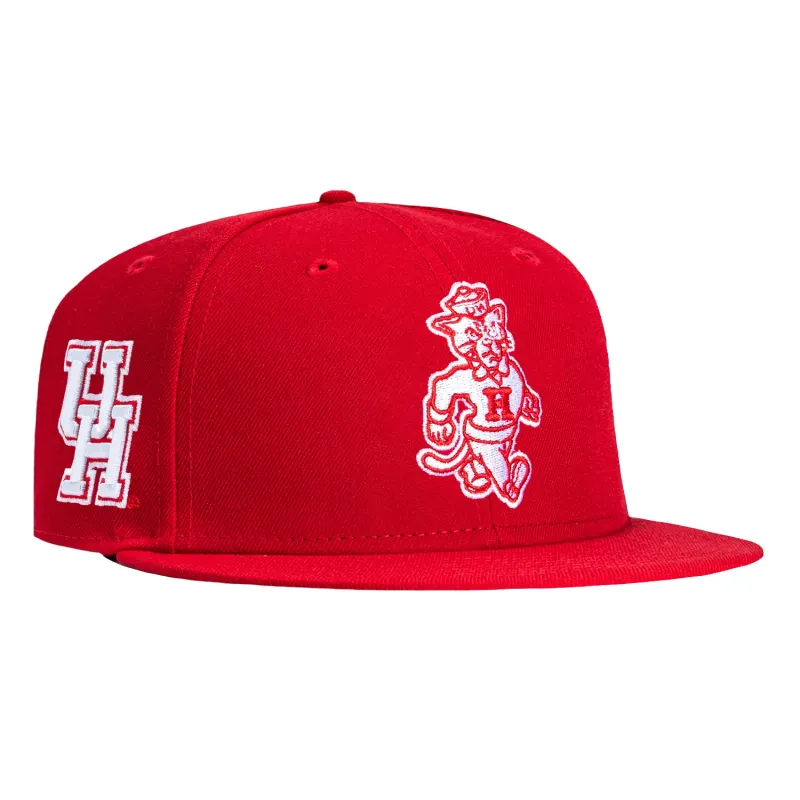 New Era 59Fifty Houston Cougars Logo Patch Mascot Hat - Red sold by Hat Club