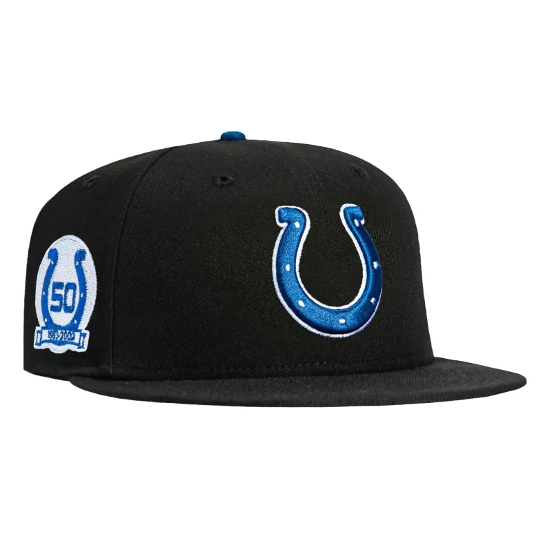 New Era 59Fifty Indianapolis Colts 50th Anniversary Patch Hat - Black sold by Hat Club