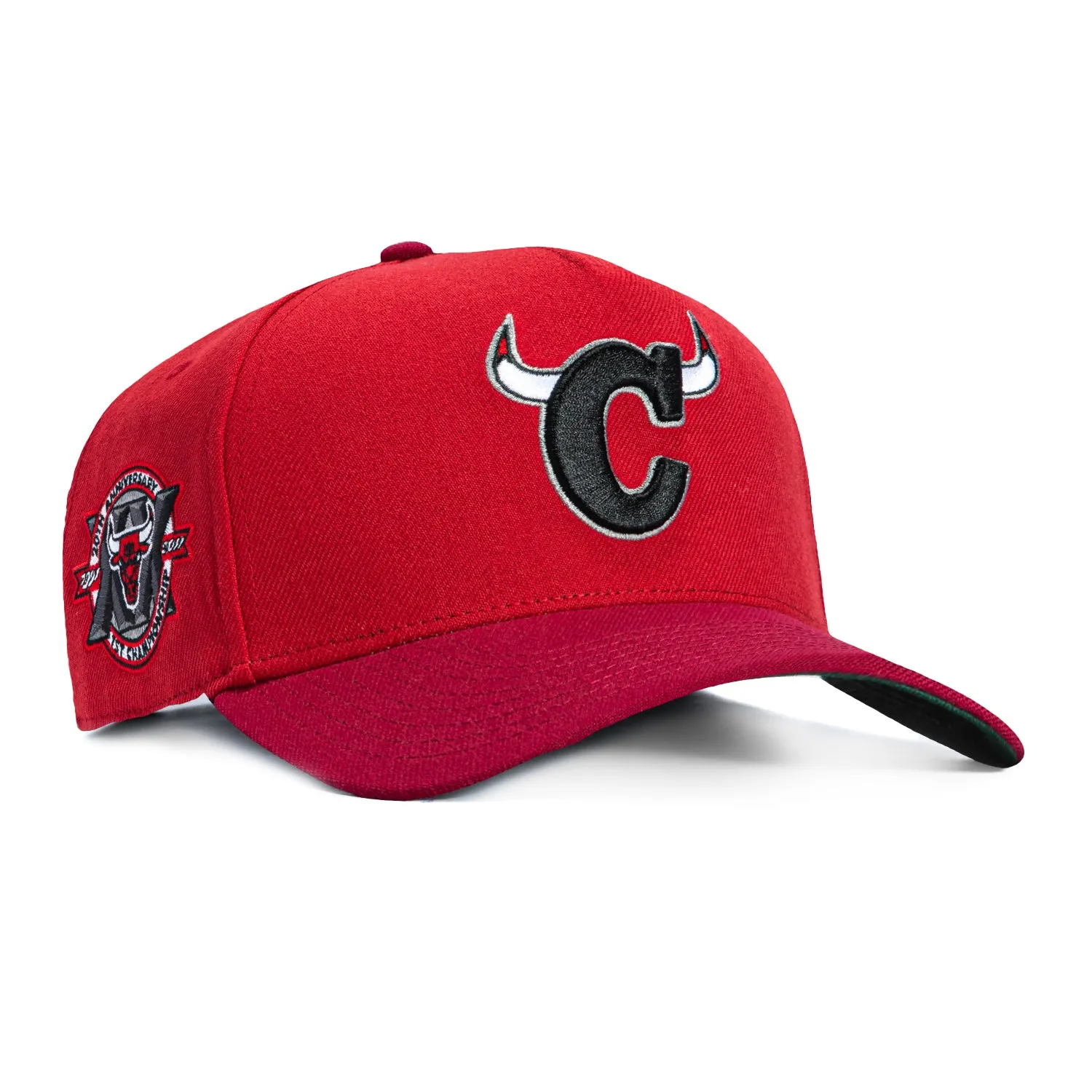 Mitchell & Ness Pro Pinch Chicago Bulls 20th Anniversary Patch Snapback Hat - Red sold by Hat Club