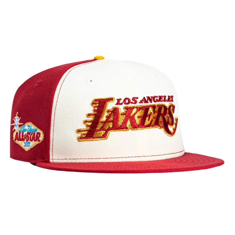 New Era 59Fifty Los Angeles Lakers 2007 All Star Game Patch Motion Rail Hat - White, Cardinal sold by Hat Club