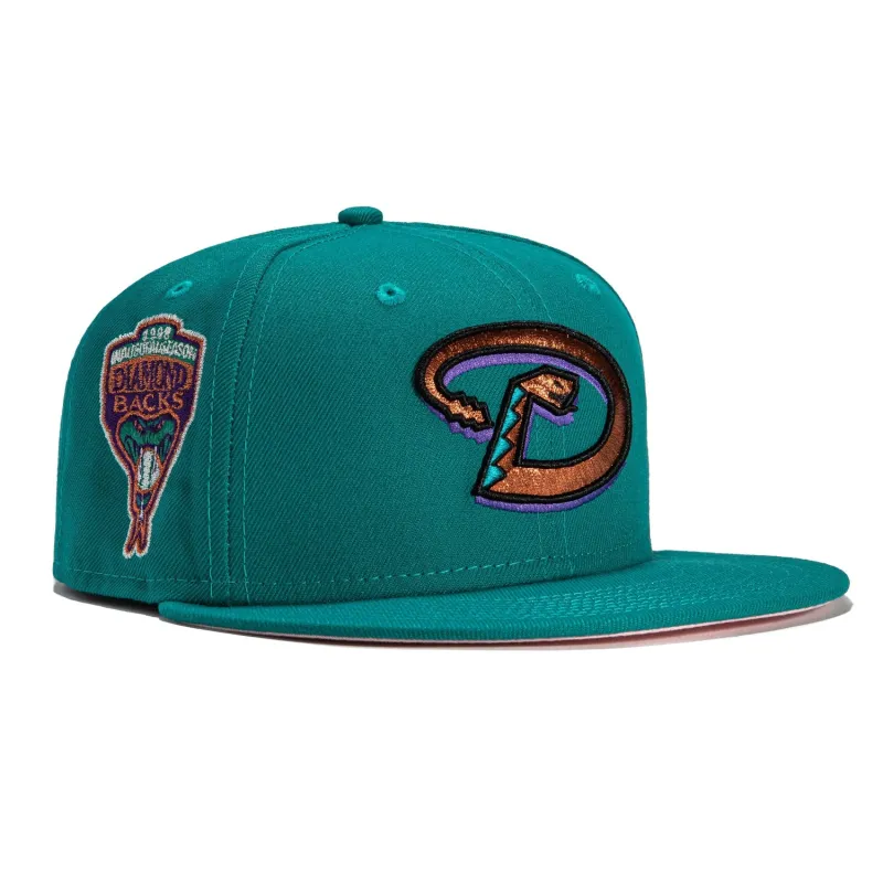 New Era 59Fifty Arizona Diamondbacks Inaugural Patch Pink UV D Hat - Teal sold by Hat Club