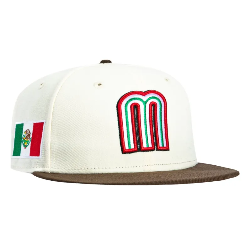 New Era 59Fifty Mexico World Baseball Classic Mexico Flag Patch Hat - White, Brown sold by Hat Club