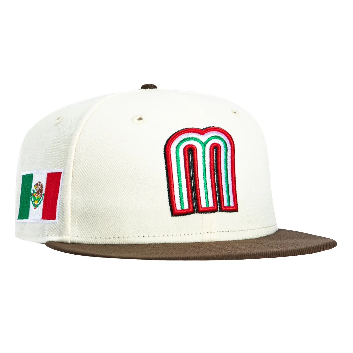 New Era 59Fifty Mexico World Baseball Classic Mexico Flag Patch Hat - White, Brown sold by Hat Club