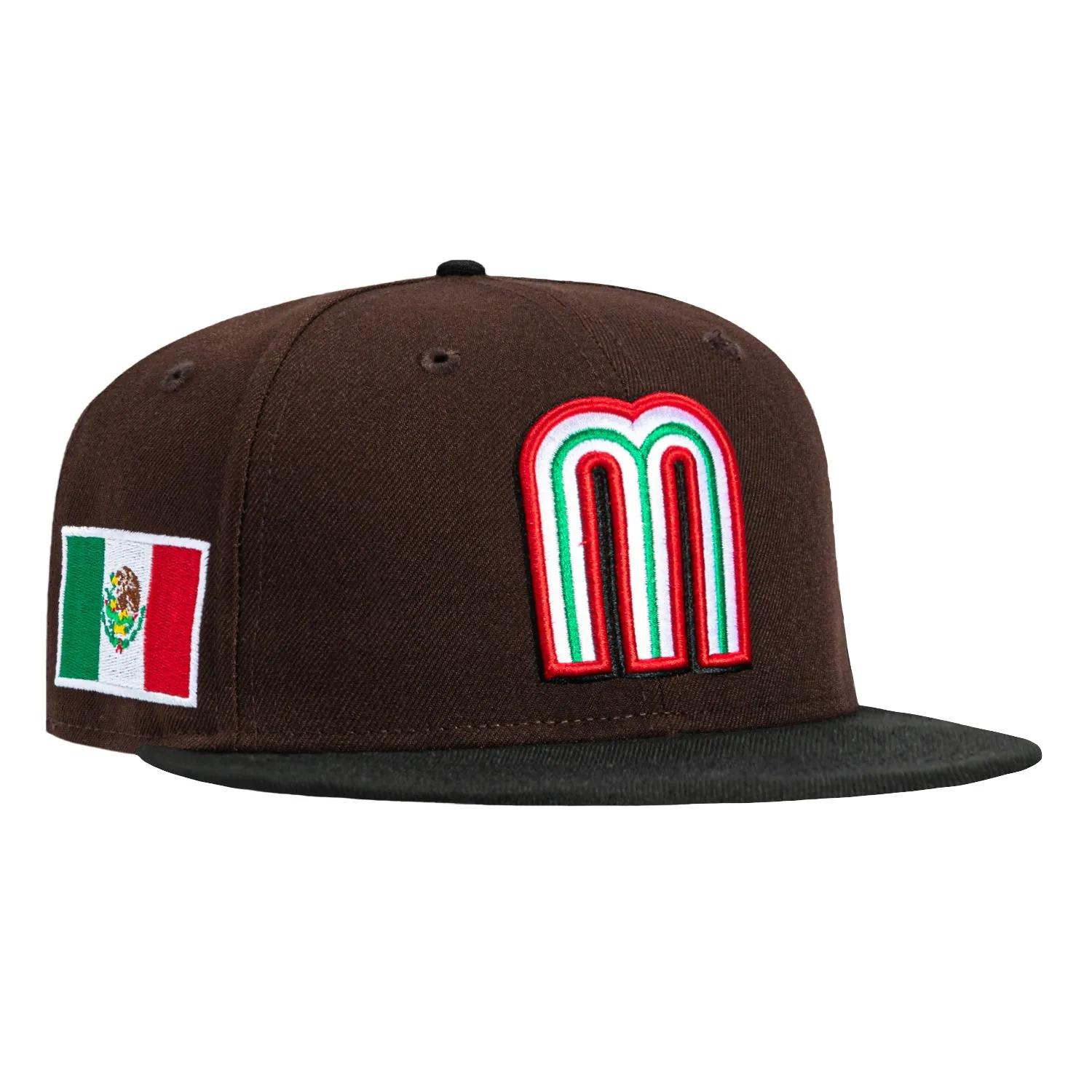 New Era 59Fifty Mexico World Baseball Classic Mexico Flag Patch Pink UV Hat - Brown, Black sold by Hat Club