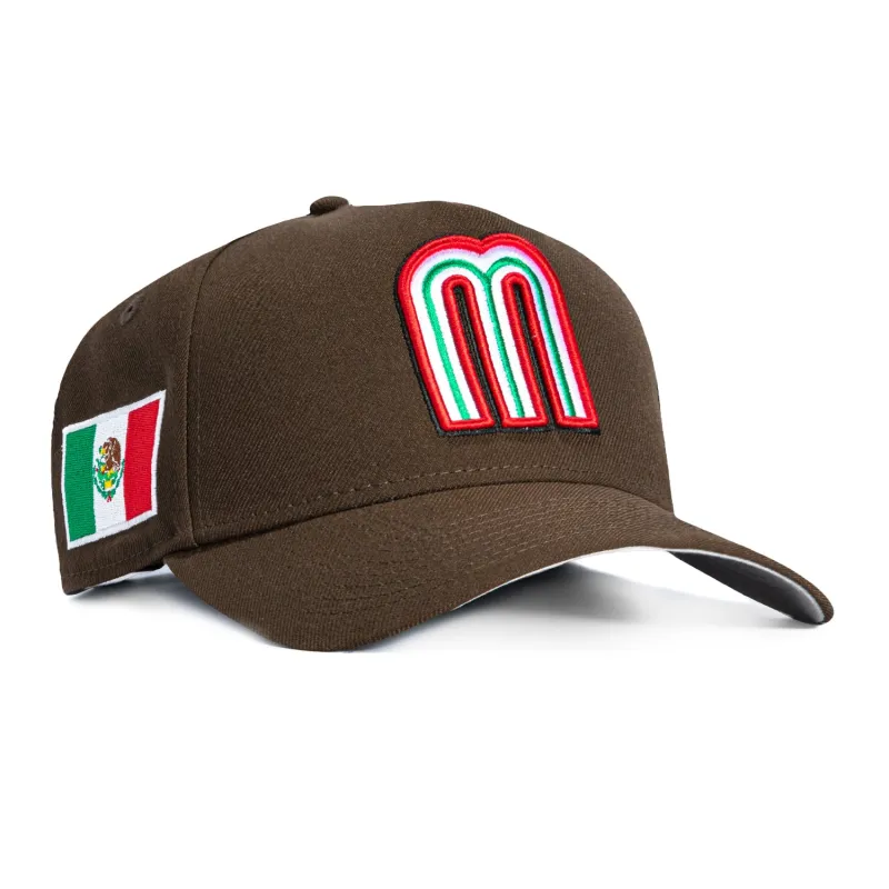 New Era 9Forty A-Frame Mexico World Baseball Classic Mexico Flag Patch Snapback Hat - Brown sold by Hat Club