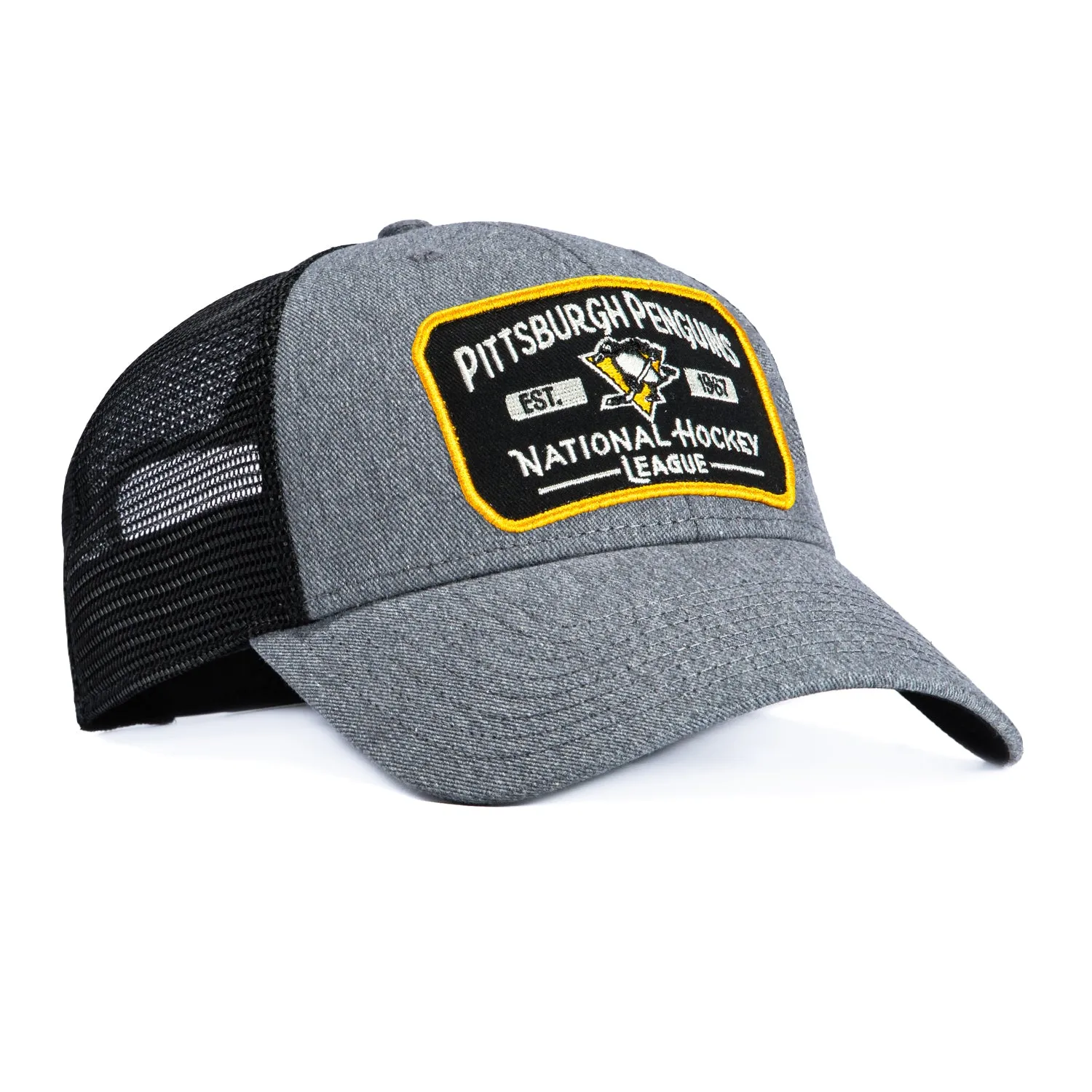 47 Brand MVP Pittsburgh Penguins Est. 1967 Patch Trucker Snapback Hat - Charcoal sold by Hat Club