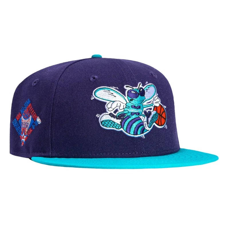 New Era 59Fifty Charlotte Hornets 1991 All Star Game Patch Hat - Purple, Teal sold by Hat Club
