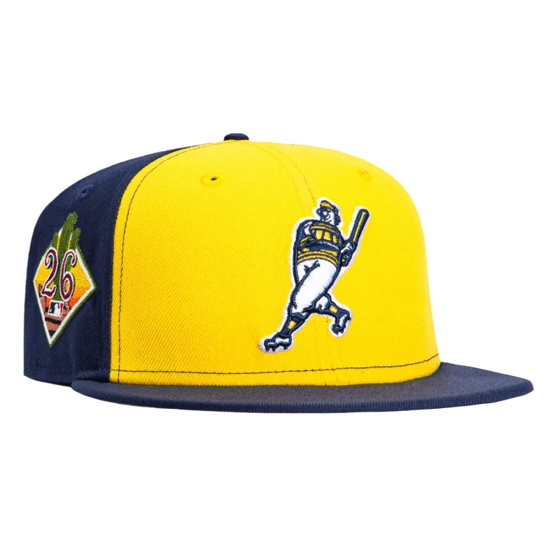 New Era 59Fifty Milwaukee Brewers 2026 Arizona Spring Training Patch Barrelman Rail Hat - Gold, Light Navy sold by Hat Club