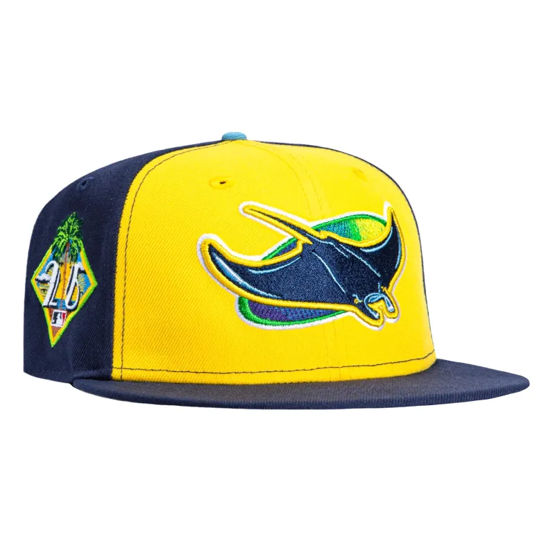 New Era 59Fifty Tampa Bay Rays 2026 Spring Training Patch Alternate Rail Hat - Gold, Light Navy made by New Era