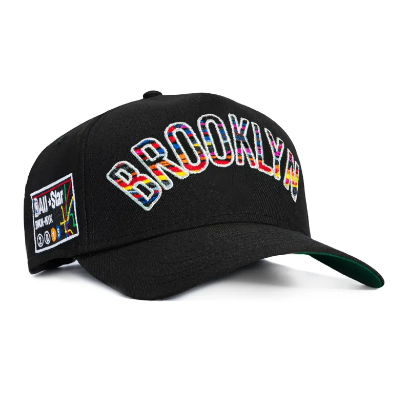 New Era 9Forty A-Frame Black Dome Brooklyn Nets 2015 All Star Game City Patch Arch Snapback Hat - Black made by Hat Club