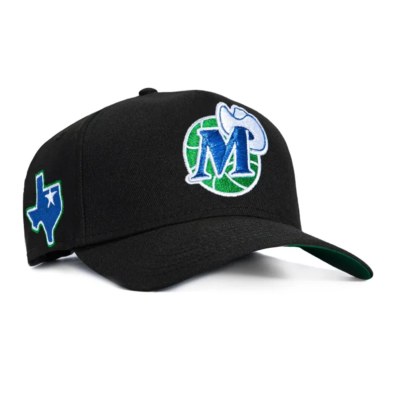 New Era 9Forty A-Frame Black Dome Dallas Mavericks Logo Patch 1980 Snapback Hat - Black made by New Era