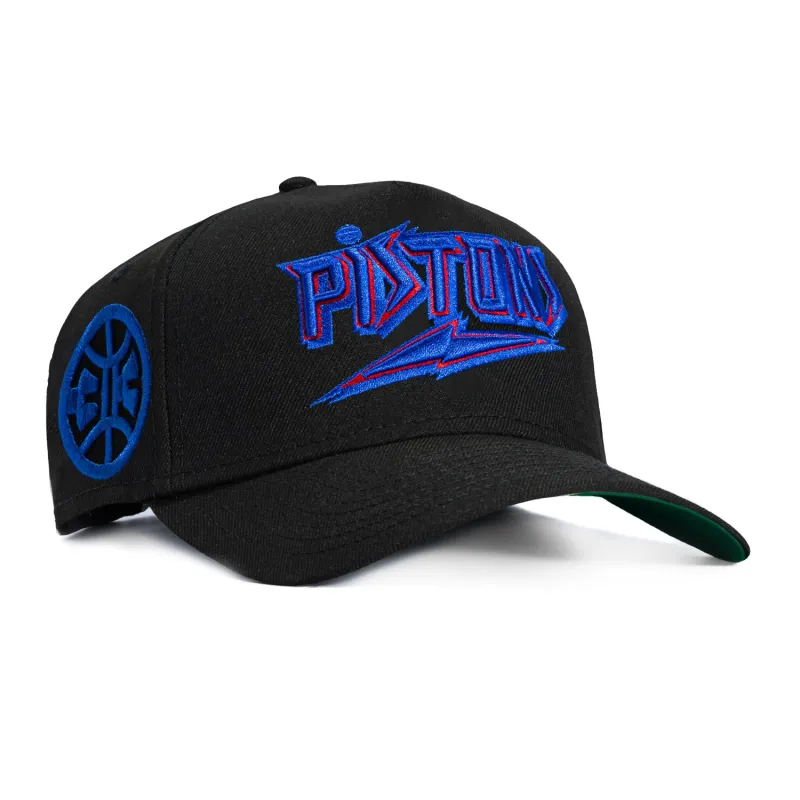 New Era 9Forty A-Frame Black Dome Detroit Pistons Logo Patch 1978 Word Snapback Hat - Black made by New Era