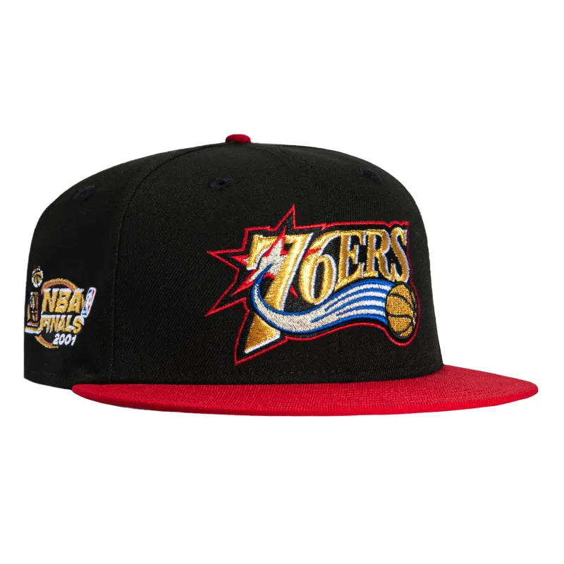 New Era 59Fifty Philadelphia 76ers 2001 NBA Finals Patch Hat - Black, Red made by New Era